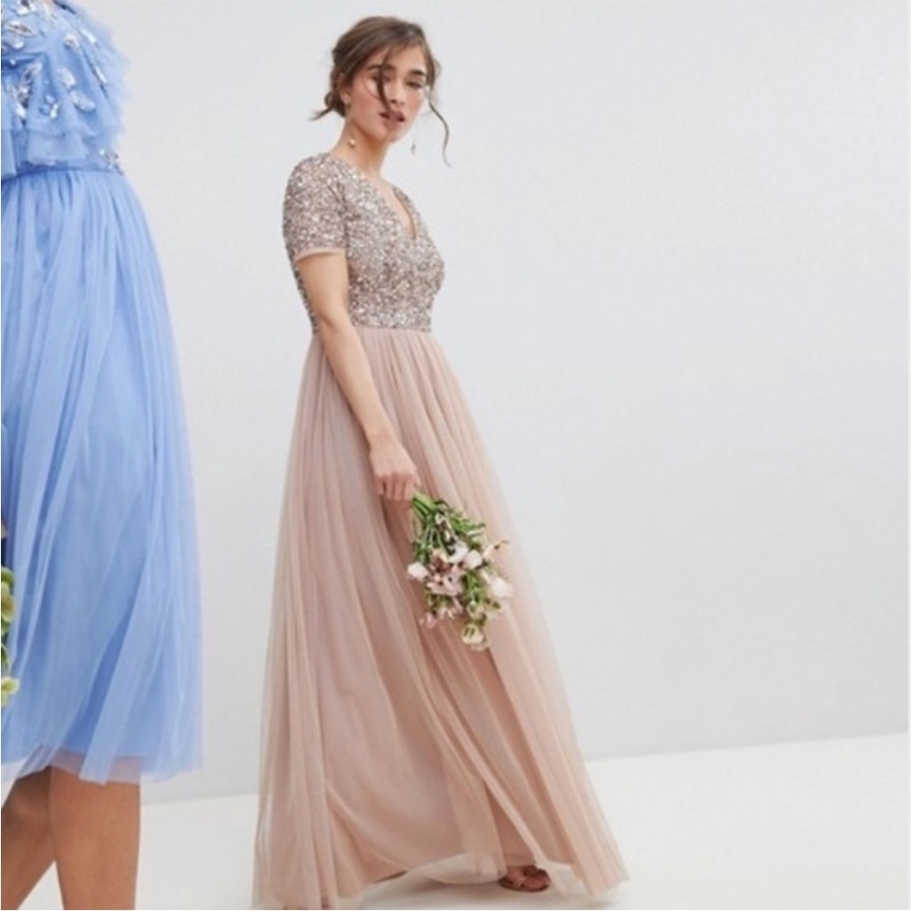 Sequin top tulle maxi dress - Maya